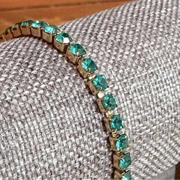 Blue Zircon Colored CZ 18K Gold Stainless Steel Tennis Bracelet December Stone - Picture 3 of 4